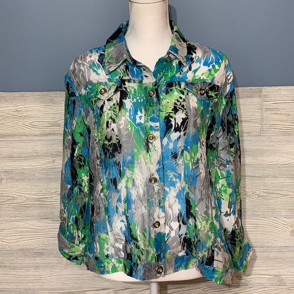 Southern Lady Jackets & Blazers - Jacket coat floral see thru jacket 3/4 sleeves